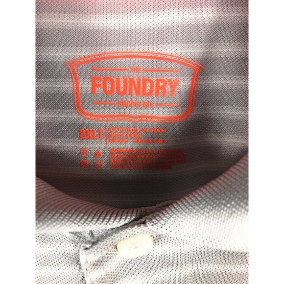 Foundry Men's 2XL Polo Short Sleeve Button Gray Polyester Blend Adult Shirt A10 - Picture 2 of 4